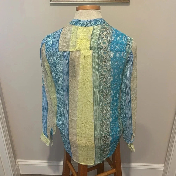 NWT!! KUT From The Cloth - Jasmine Chiffon Button-Up Shirt - Blue/Green - XS - Picture 6 of 8
